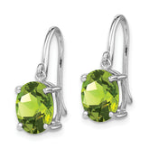 Sterling Silver Peridot Drop Earrings with Rhodium Plating and French Wire